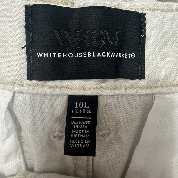 White House Black Market Pants Womens 10Long High Rise Relaxed Ankle Beige Ivory - Picture 5 of 7